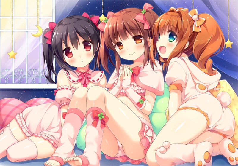 Three Girls in Pajamas — Pink, Calm