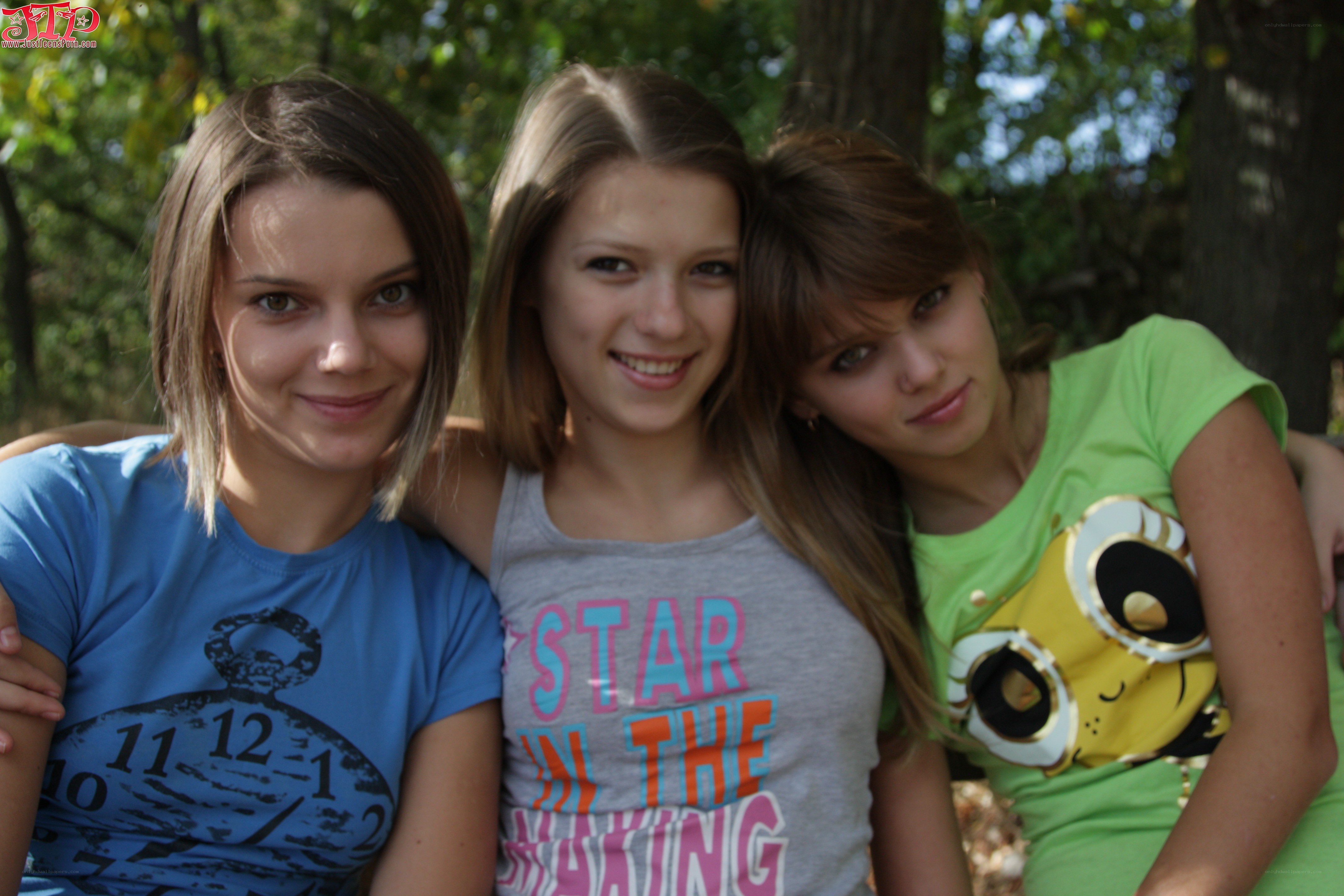 three girls in park