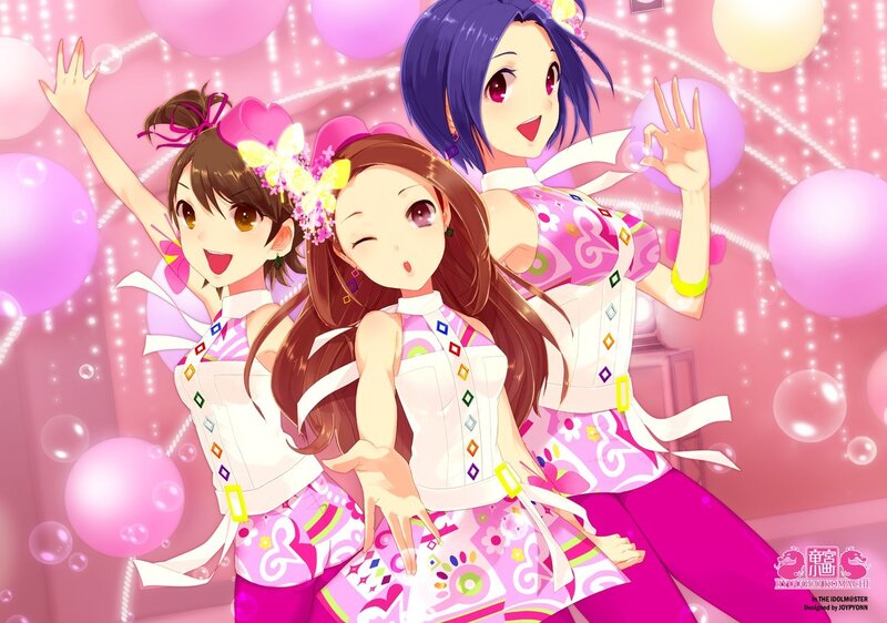 Three girls in pink outfits