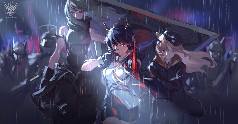 Three Girls in Rain — Purple