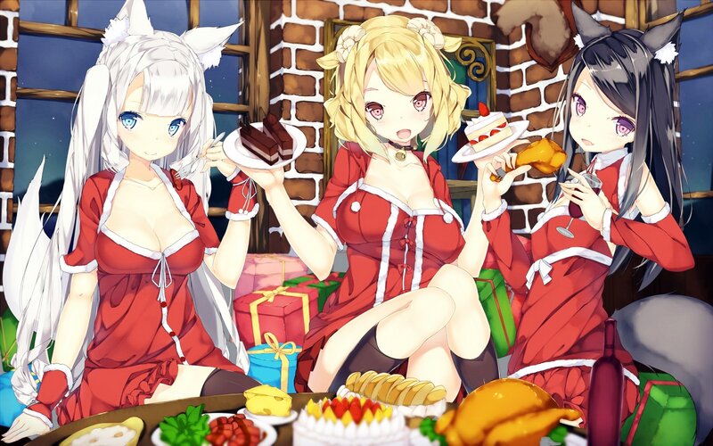 Three Girls in Red Dresses — Festive