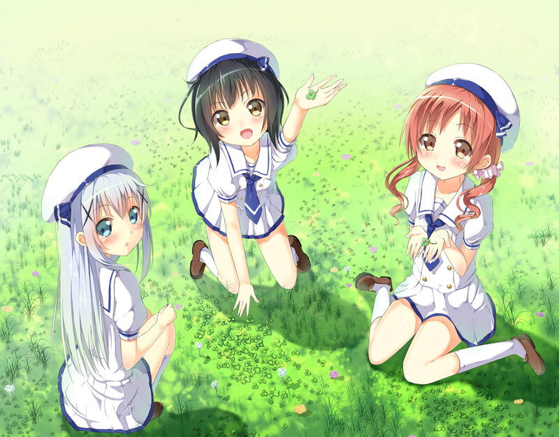Three Girls in Sailor Uniforms — Green