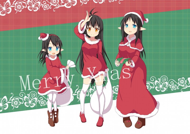 Three girls in Santa outfits