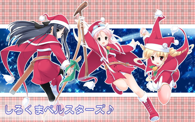 Three girls in Santa outfits