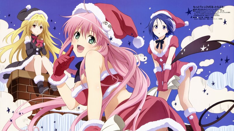 Three girls in Santa outfits