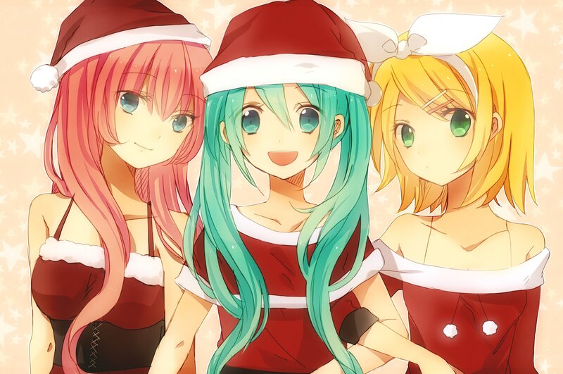 Three girls in Santa outfits