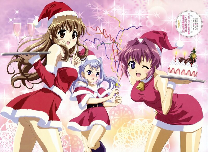 Three Girls in Santa Outfits — Pink