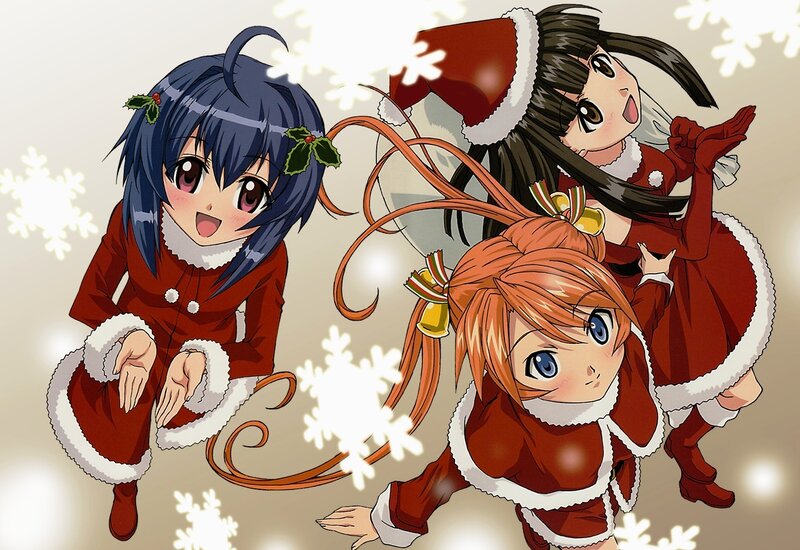 Three Girls in Santa Outfits — Red, Festive