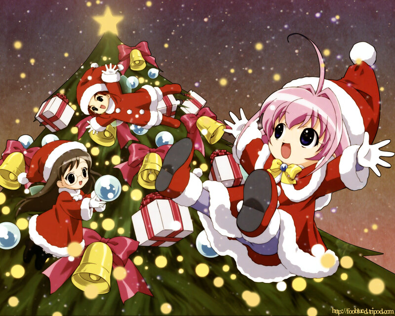 Three Girls in Santa Outfits — Red