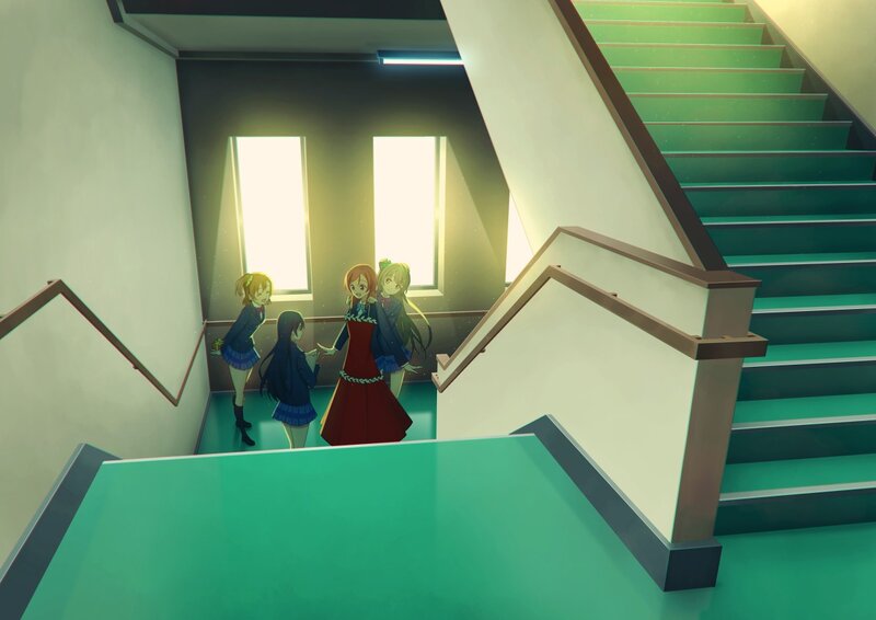 Three Girls in School Hallway