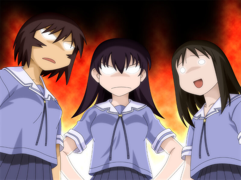 Three girls in school uniforms