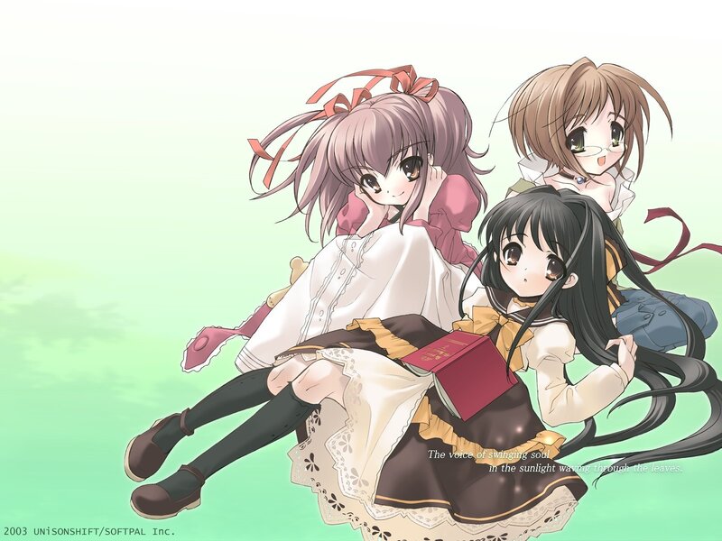 Three girls in school uniforms