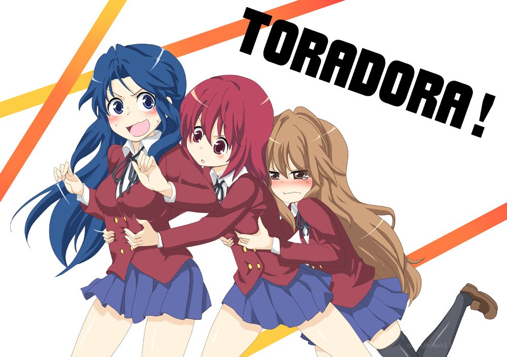 Three girls in school uniforms