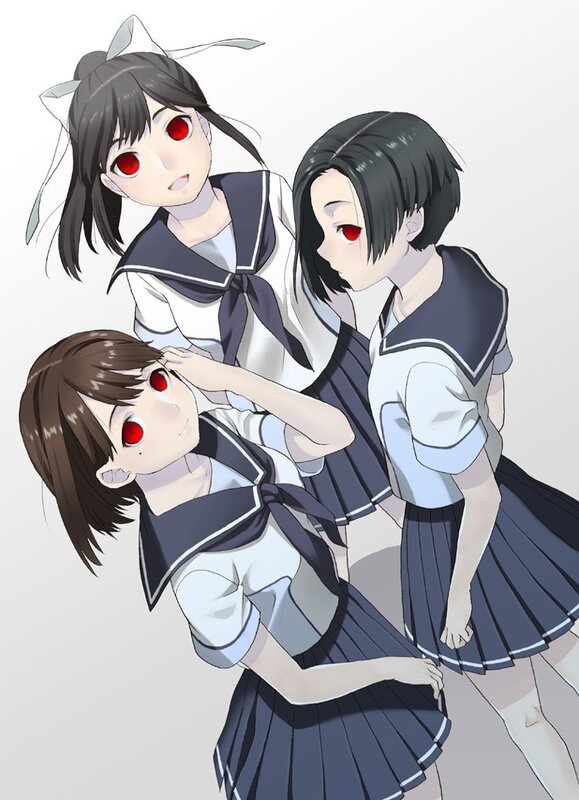 three girls in school uniforms