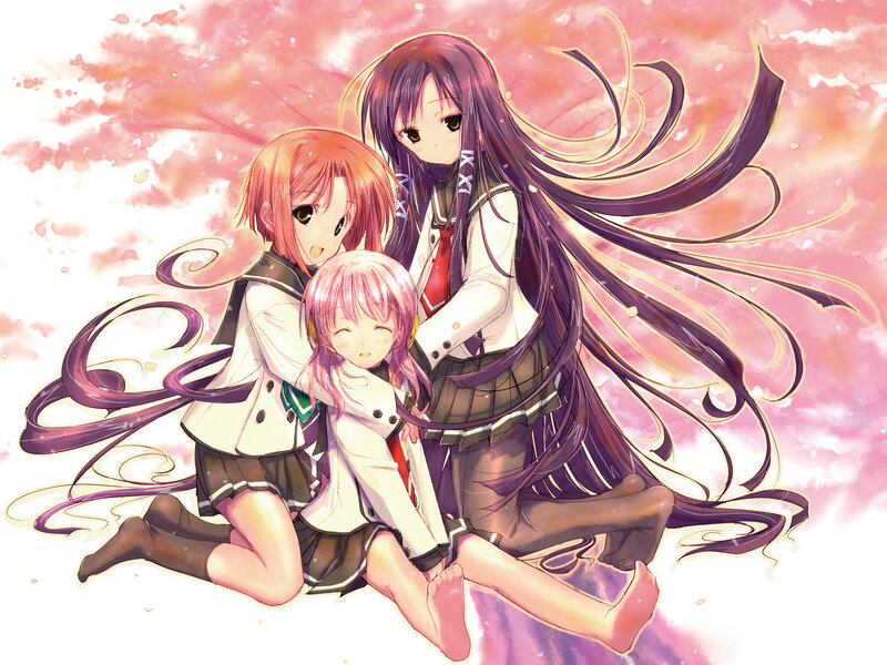 Three girls in school uniforms