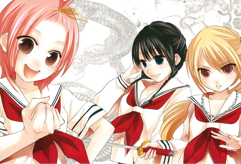 Three girls in school uniforms