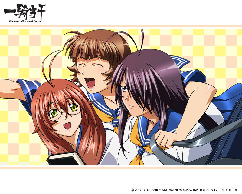 Three girls in school uniforms