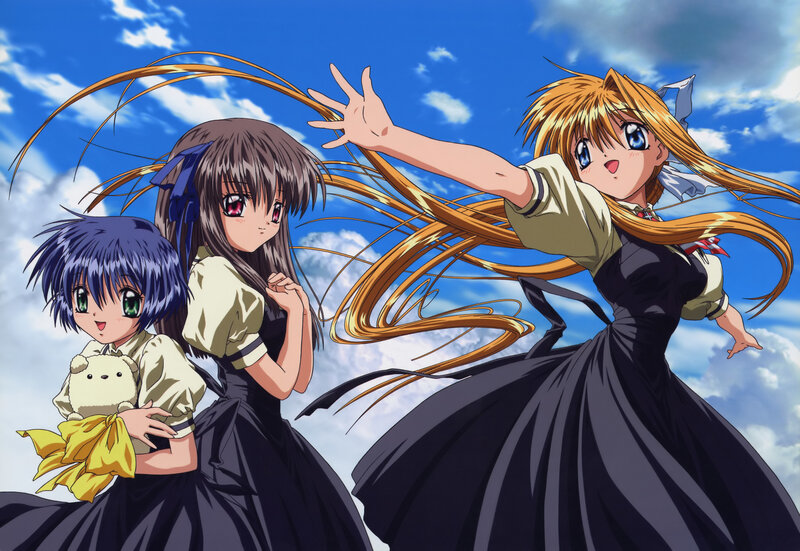 Three girls in school uniforms