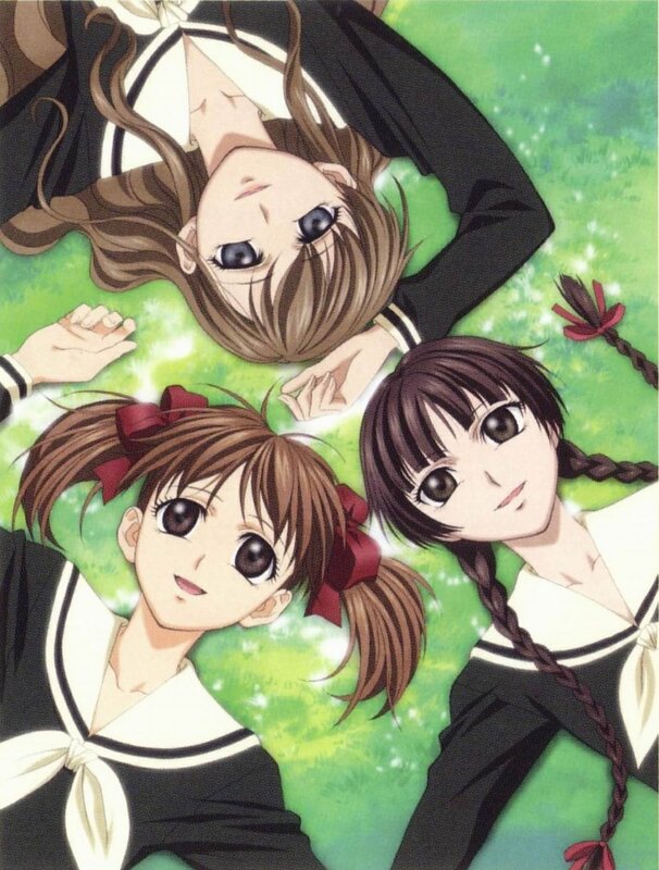 three girls in school uniforms