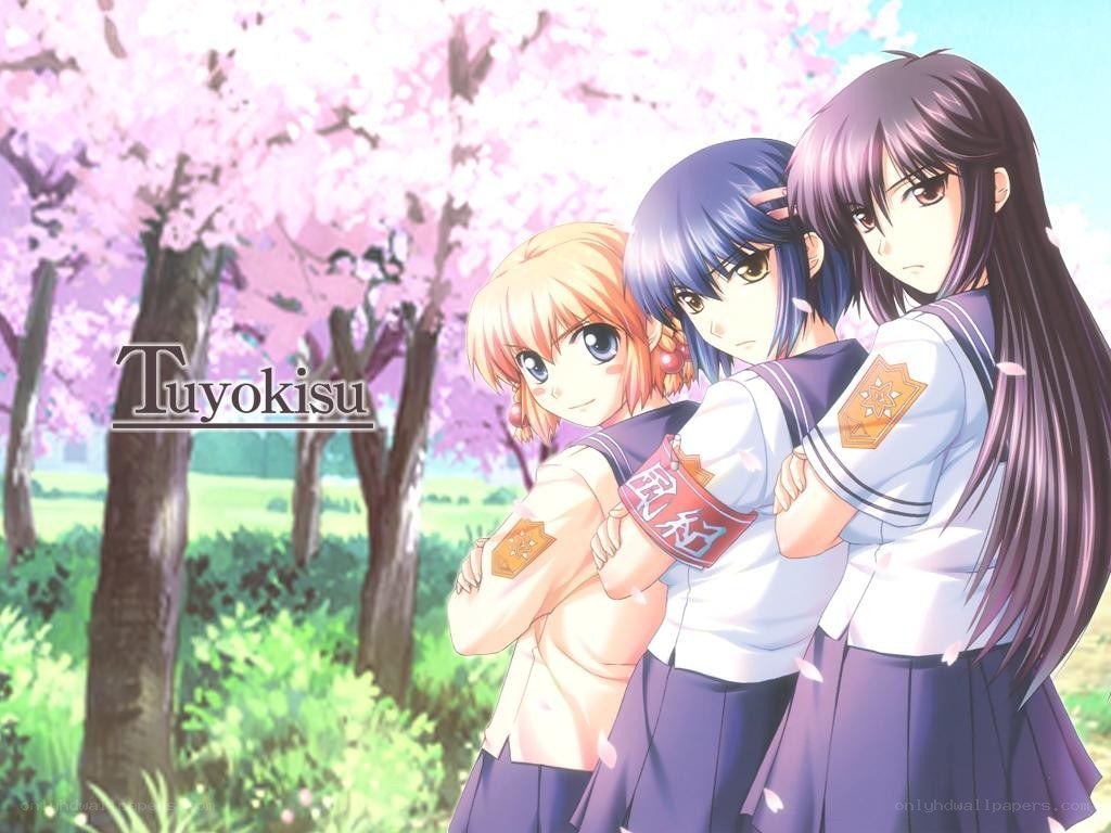 Three girls in school uniforms