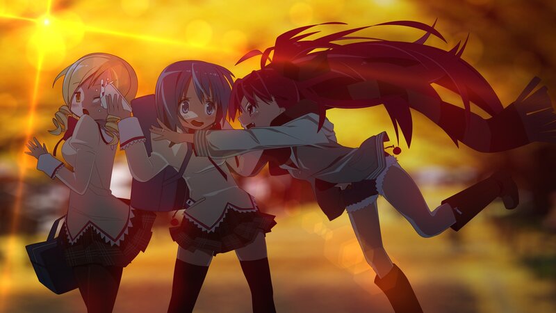 Three girls in school uniforms