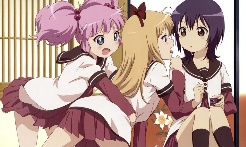 Three girls in school uniforms