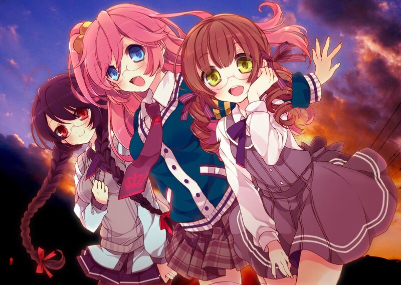 three girls in school uniforms