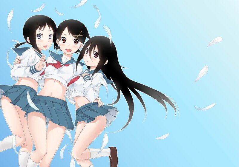 Three girls in school uniforms