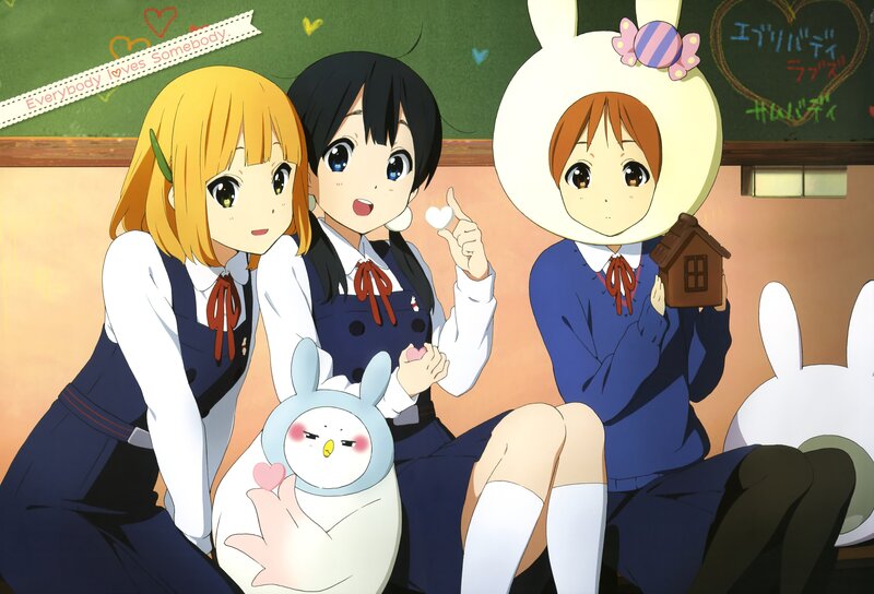Three girls in school uniforms