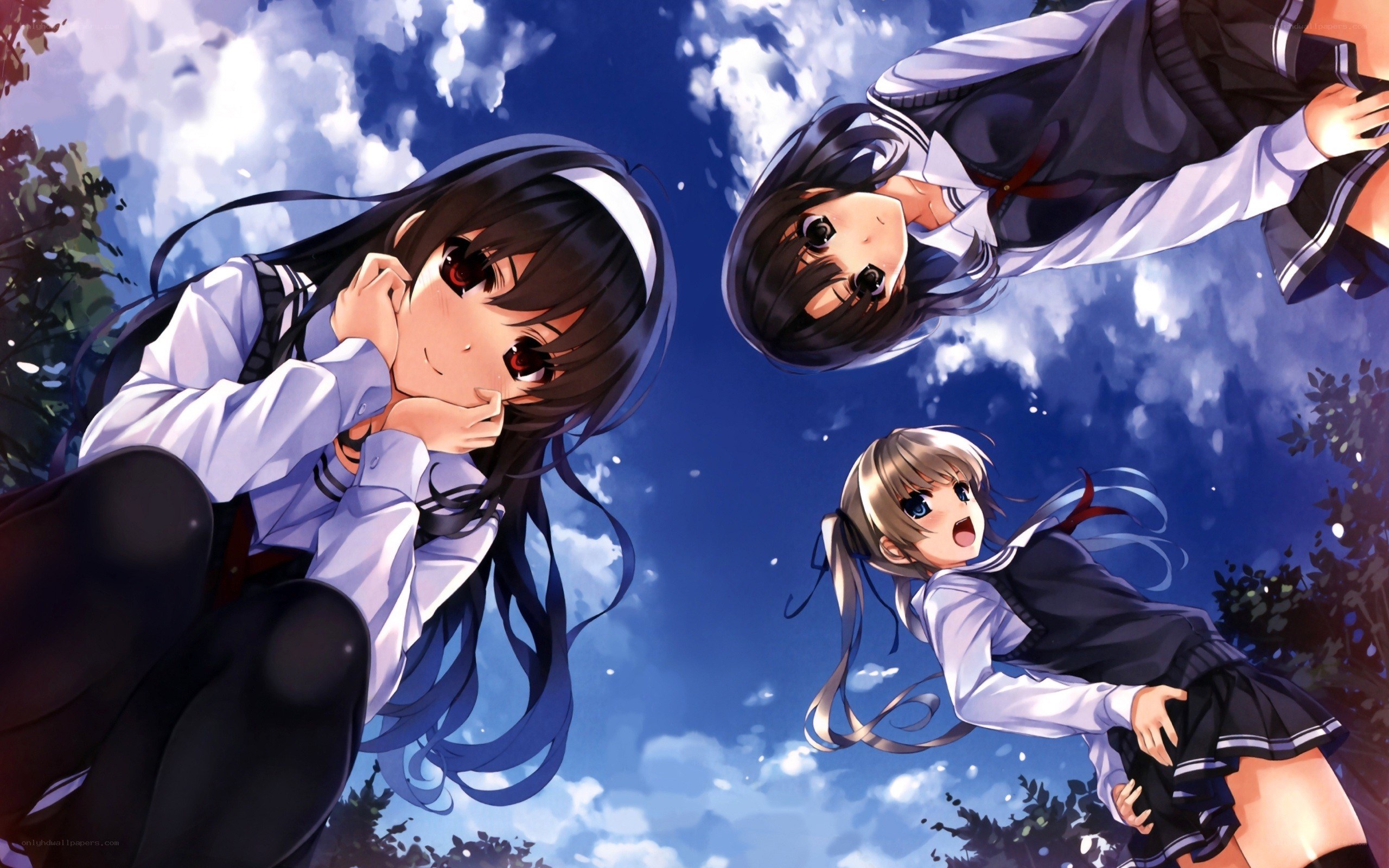 three girls in school uniforms