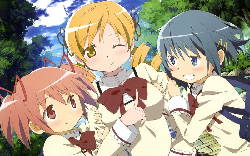 three girls in school uniforms
