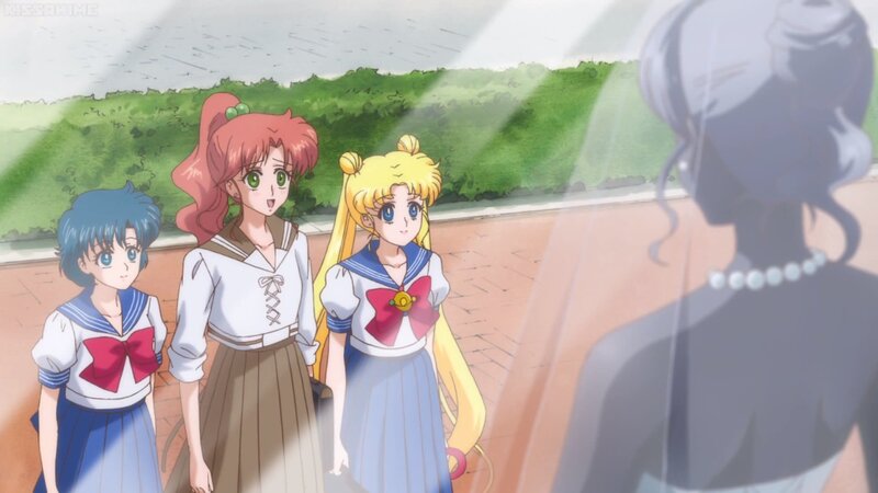 Three Girls in School Uniforms — Blue, Dramatic, Afternoon