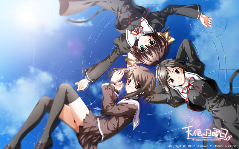 Three Girls in School Uniforms — Blue, Serene