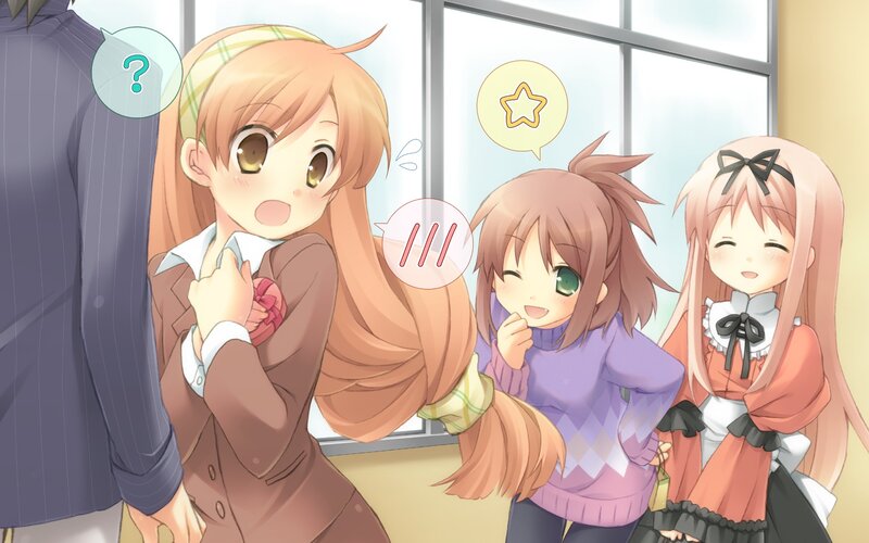 Three Girls in School Uniforms — Brown