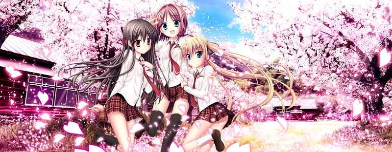 Three Girls in School Uniforms — Pink, Cheerful