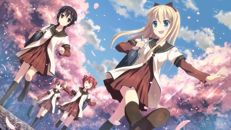 Three Girls in School Uniforms — Pink, Joyful