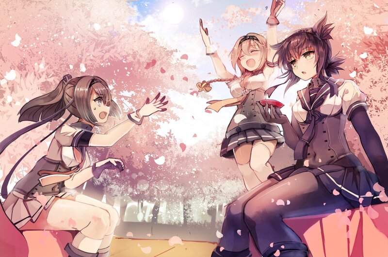 Three Girls in School Uniforms — Pink, Playful