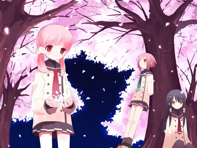 Three Girls in School Uniforms — Pink, Serene, Spring