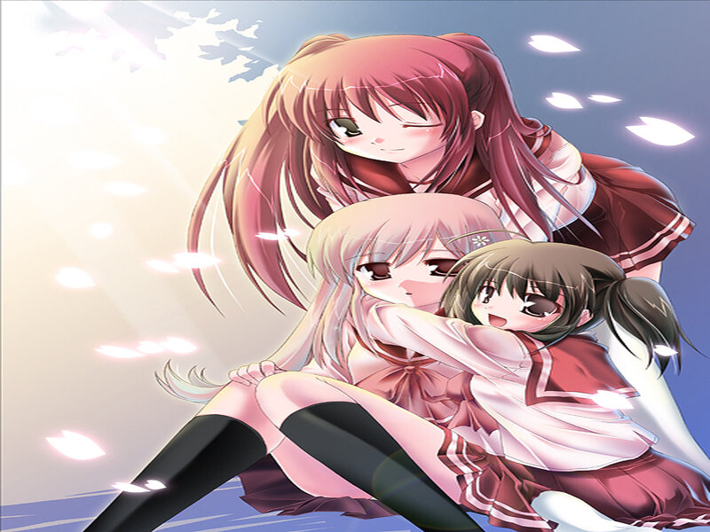 Three Girls in School Uniforms — Pink, Serene