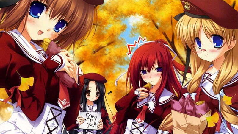 Three Girls in School Uniforms — Red, Cheerful