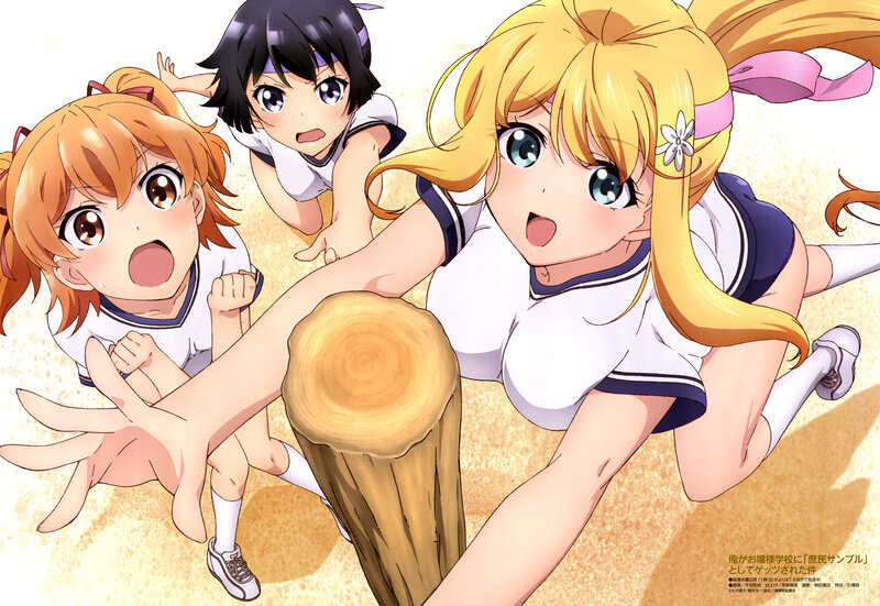 Three Girls in School Uniforms — White, Energetic, Afternoon