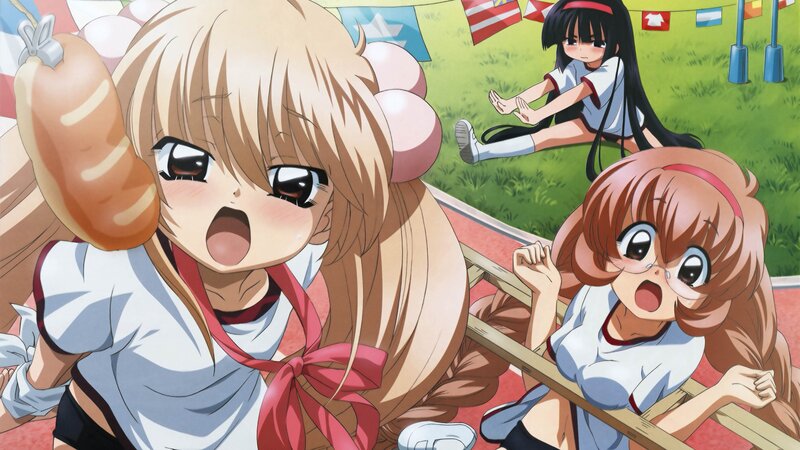 Three Girls in School Uniforms — White, Energetic