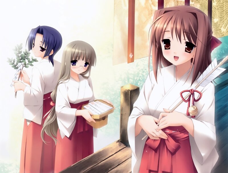 Three Girls in Shrine Attire