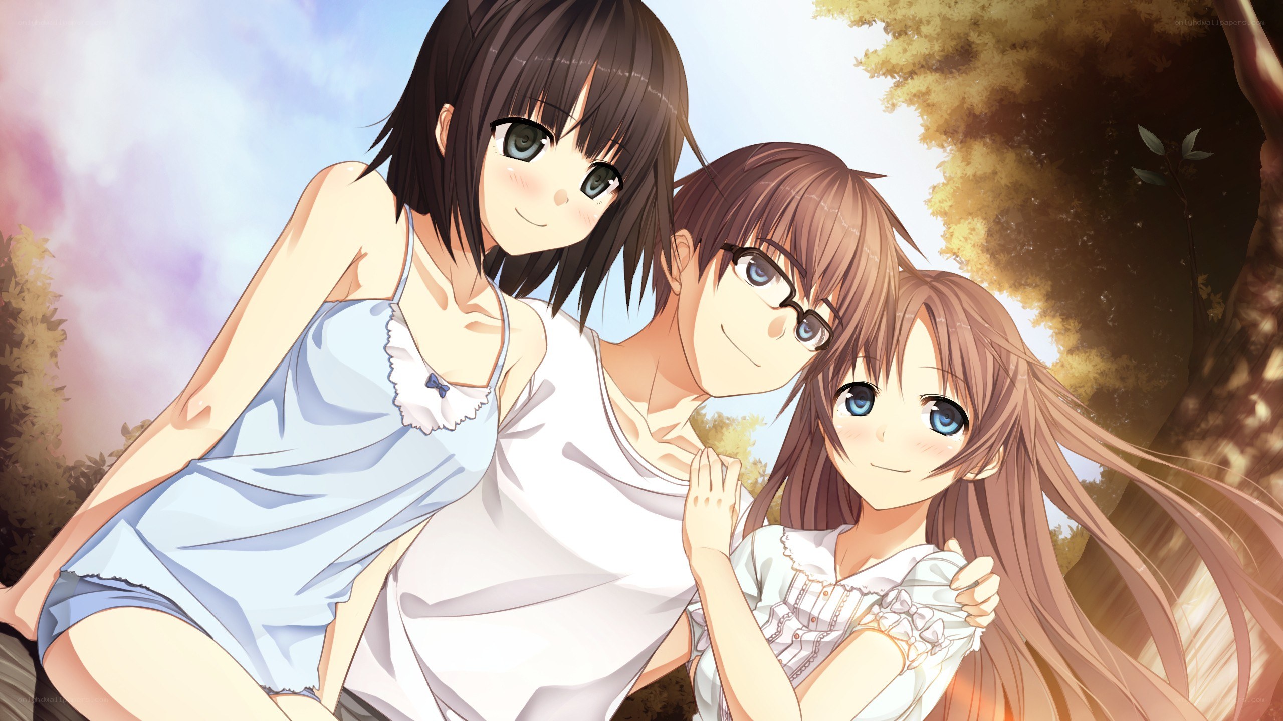Three girls in summer clothes