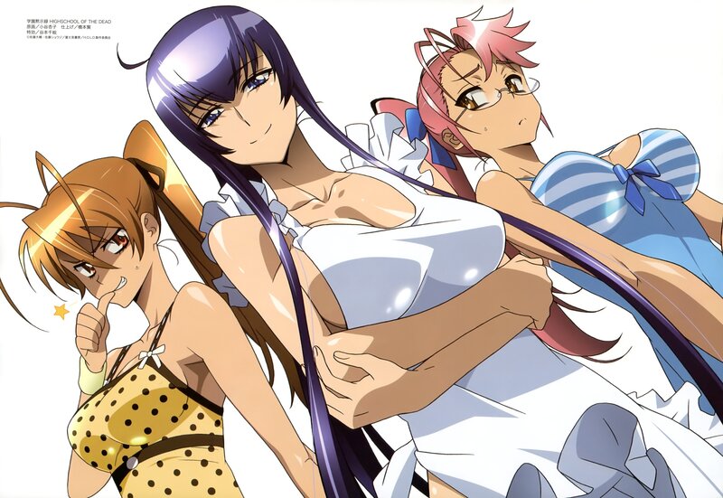 Three girls in swimsuits