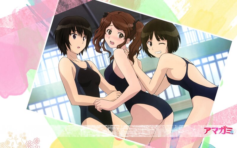 three girls in swimsuits
