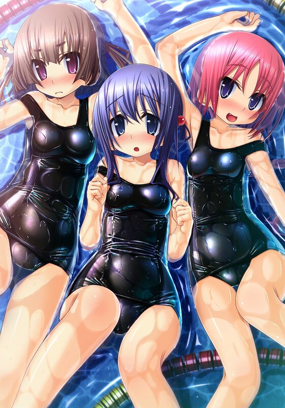 three girls in swimsuits