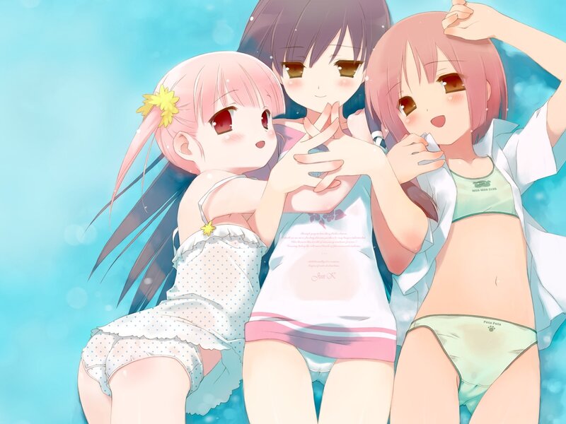 three girls in swimsuits
