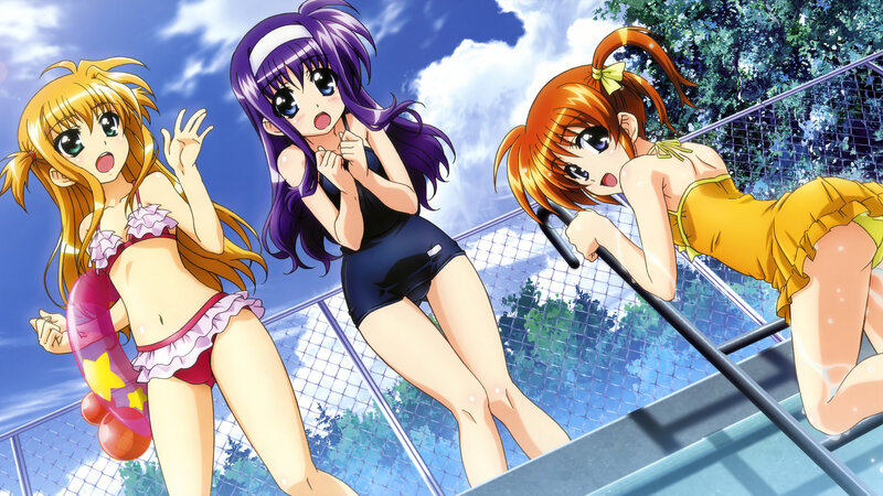 Three Girls in Swimsuits — Blue, Bright