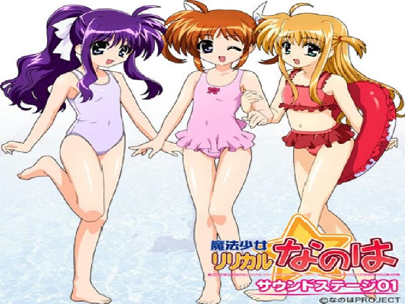 Three Girls in Swimsuits — Purple